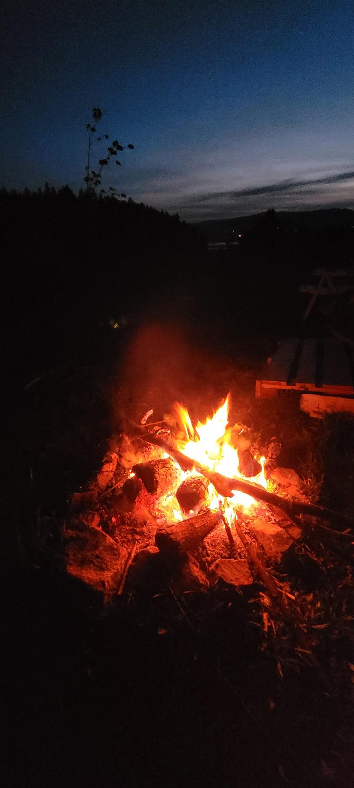 Ognisko nocą przy jurcie
